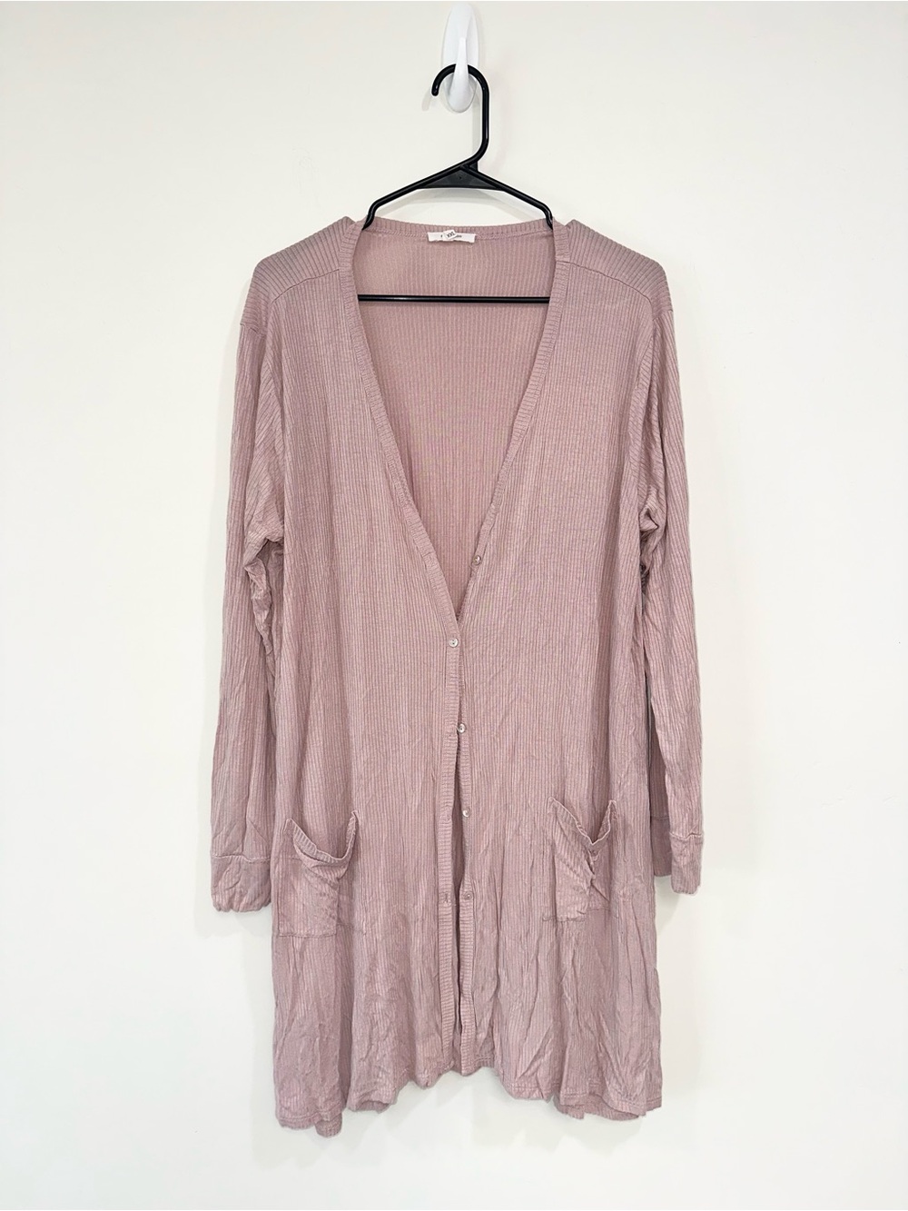 Maurices Dusty Rose Ribbed V-Neck Button Down Cardigan